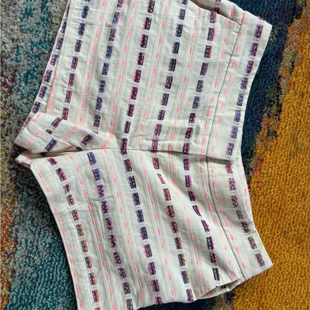 LOFT Cream Shorts with Pink and Purple Accents